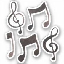 Stickers Black Watercolor Ink Music