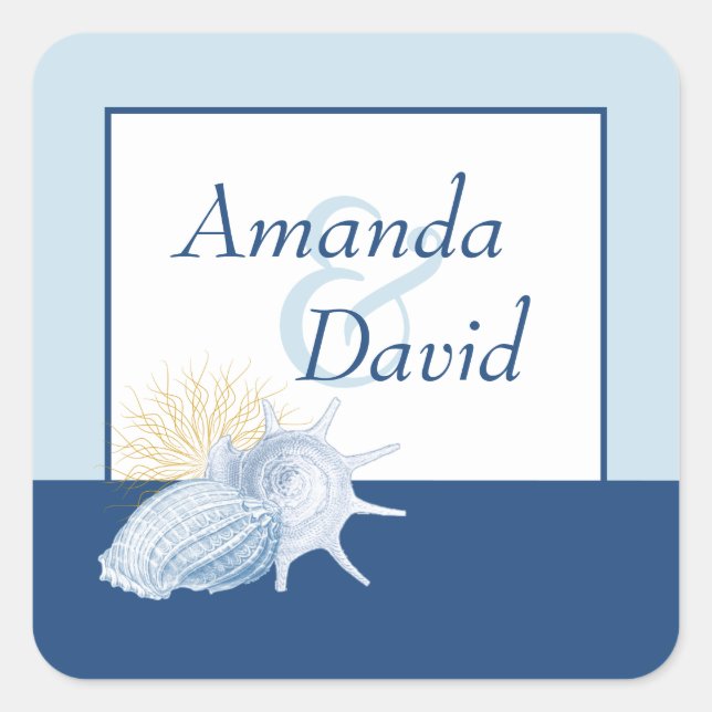 Stickers Blue Seashell Pesonalized (Devant)