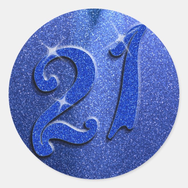Stickers Blue Sparkly 21e anniversaire (Devant)