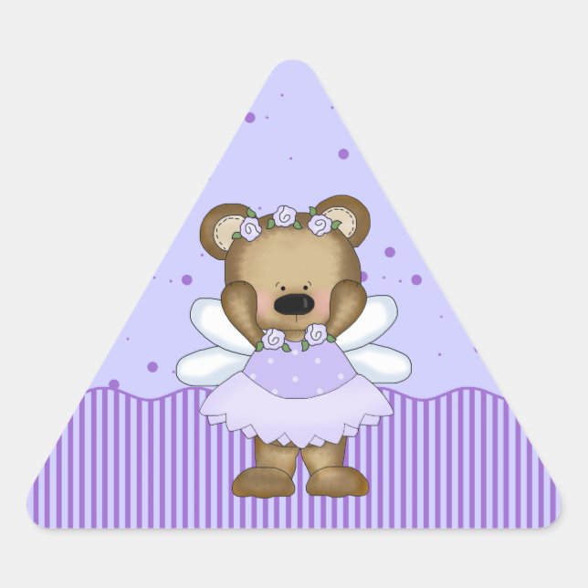 Stickers Blue Teddy Bear Fairy Princess Triangle (Devant)