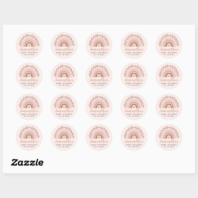 Stickers Boho Rainbows, Stickers Baby shower (Feuille)