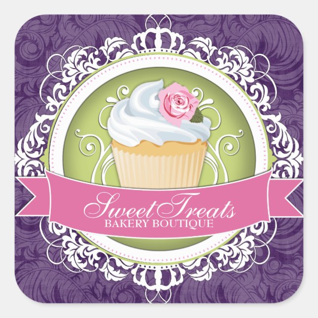 Stickers Boîte à Cupcake chic et élégant (Devant)