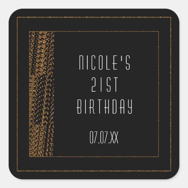 Stickers Bokeh Glam All Black & Gold Chic Favorise (Devant)