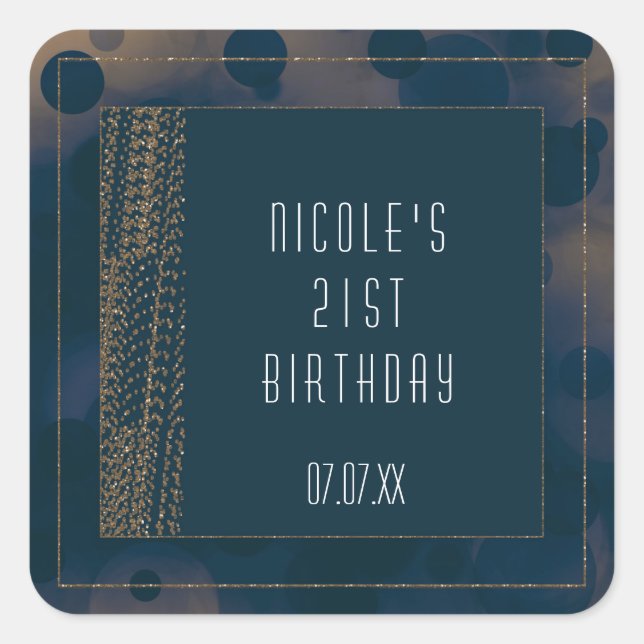 Stickers Bokeh Glam Blue & Gold Favoriser (Devant)