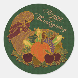 Stickers bon thanksgiving Cornucopia Green