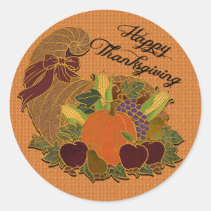 Stickers bon thanksgiving Cornucopia Orange