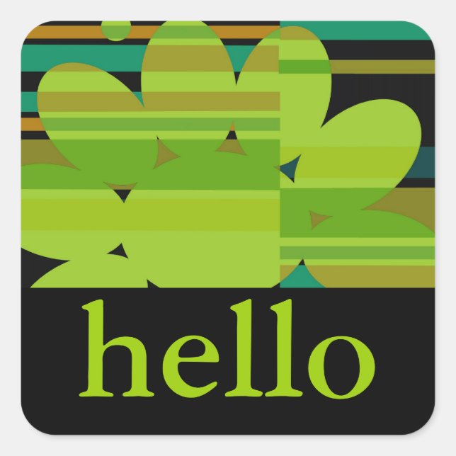 stickers bonjour avec mod fleurie vert citron (Devant)