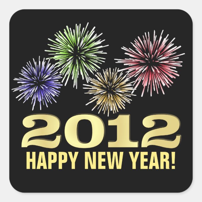 Stickers Bonne année - 2012 avec Fireworks (Devant)
