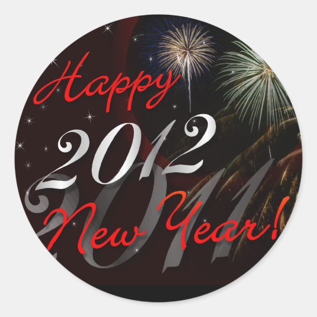 Stickers Bonne année - 2012 avec Fireworks (Devant)