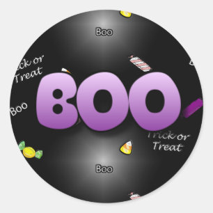 Stickers Boo Cute Black et Purple Halloween
