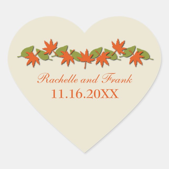 Stickers Bordure Feuilles Automne, Orange/Vert (Devant)