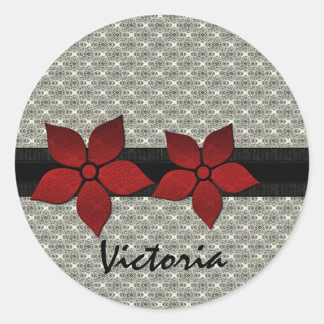 Stickers Bordure striée Fleurs Damas (Devant)