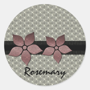 Stickers Bordure striée Fleurs Damas