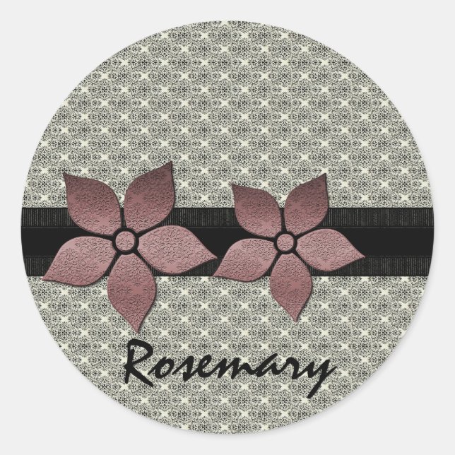 Stickers Bordure striée Fleurs Damas (Devant)