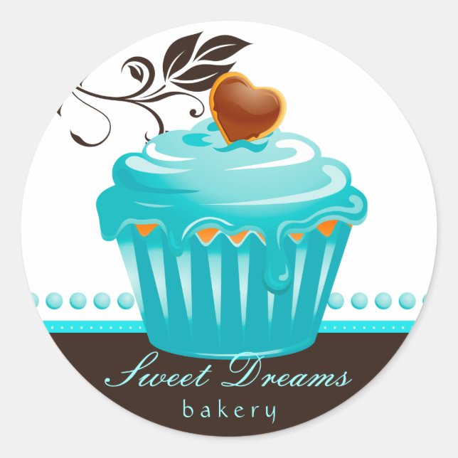 Stickers boulangerie Blue Cupcake Chocolat Brown (Devant)