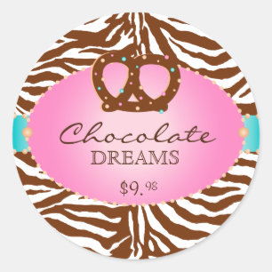 Stickers boulangerie Pretzel Chocolat rose