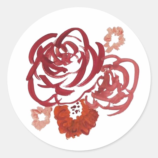 Stickers Bouquet de fleurs rouges (Devant)
