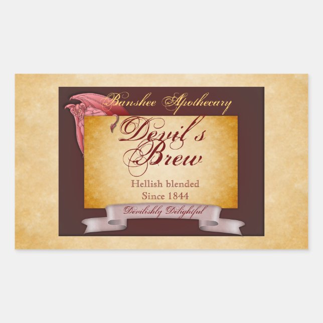 Stickers Bouteille d'Halloween du diable vintage (Devant)