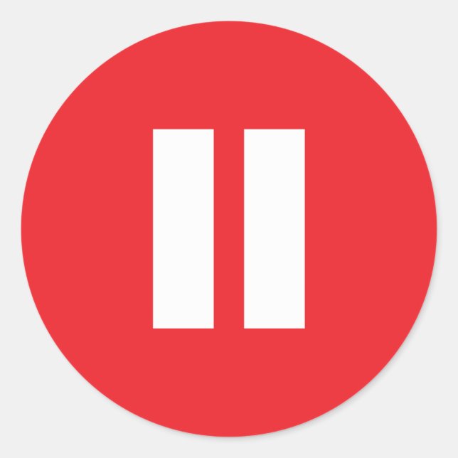 Stickers Bouton rouge et blanc Pause (Devant)