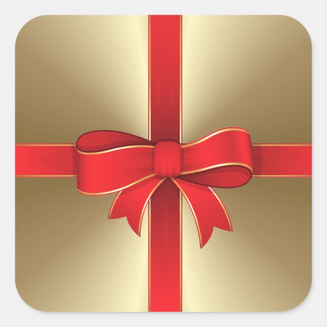 Stickers - Bow rouge et ruban sur or (Devant)