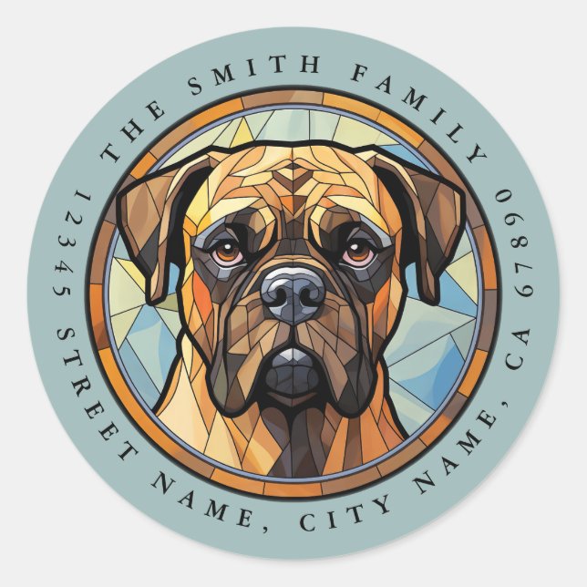 Stickers Bull Mastiff Round (Devant)