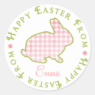 Stickers Bunny de Pâques - En vichy rose
