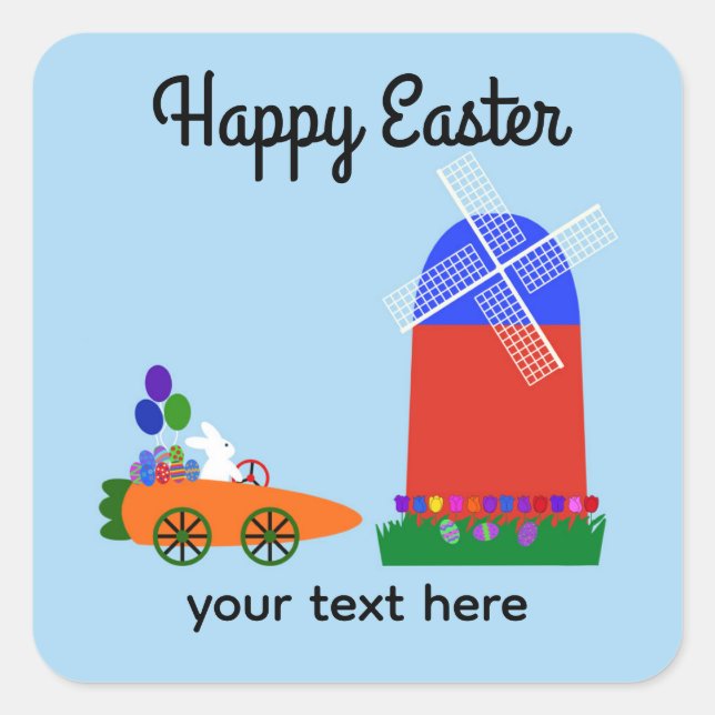 Stickers Bunny Riding Carotte Car #4-2 (Devant)