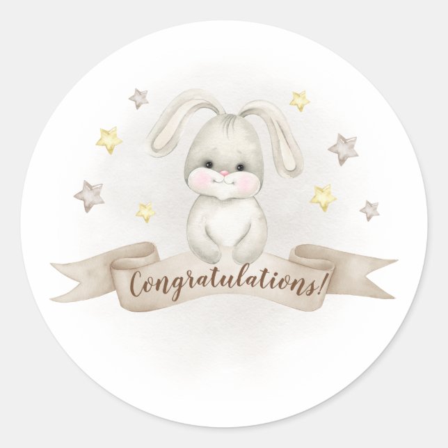 stickers bunny unisex mignonette félicitations (Devant)