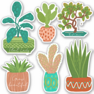 Stickers cactus pots scrapbook plantes domestiques