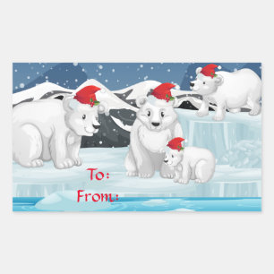 Stickers Cadeau de Noël-Ours polaires