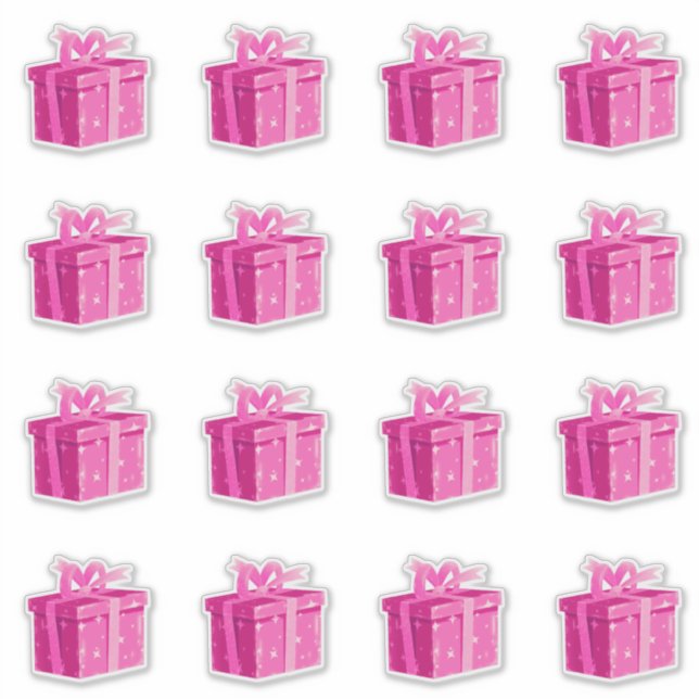 Stickers Cadeau rose Anniversaire Princesse Surpri (Devant)