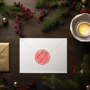 Stickers Cadeau Rouge Watercolor Stripes Noël