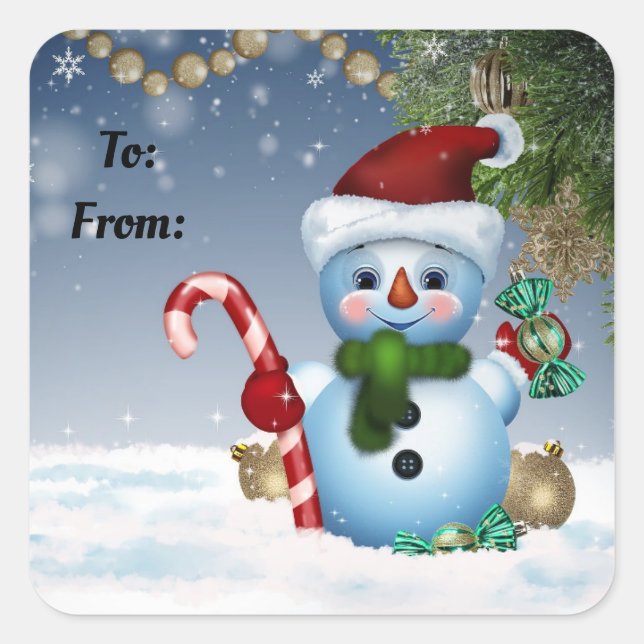 Stickers Cadeau Snowman mignonne (Devant)