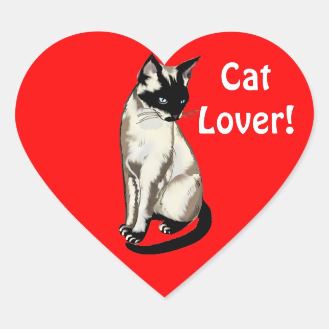 Stickers Cadeaux Coeur Amoureux des chats Siamais (Devant)