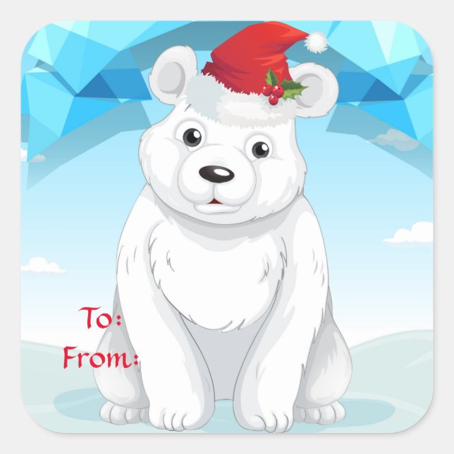 Stickers cadeaux de Noël-Ours polaire (Devant)