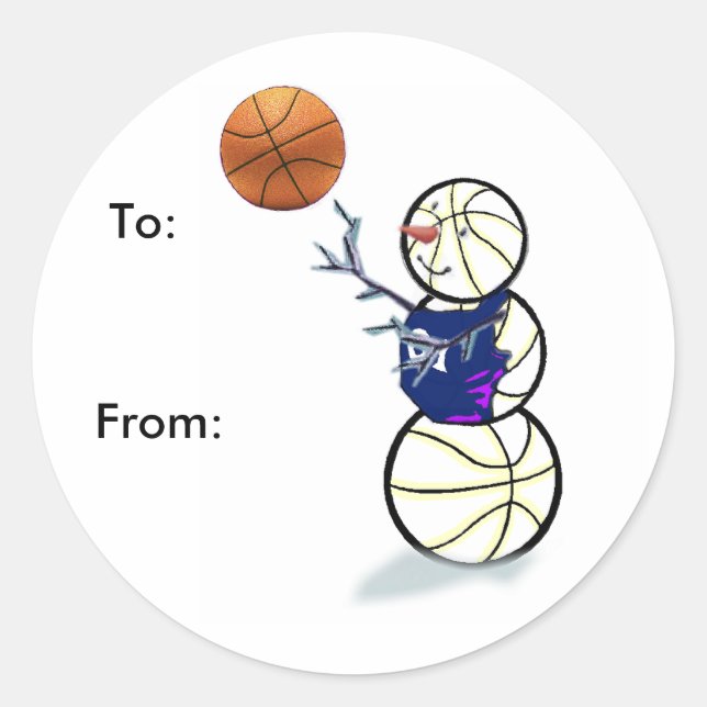 Stickers cadeaux de Noël Snowman de basket-ball (Devant)