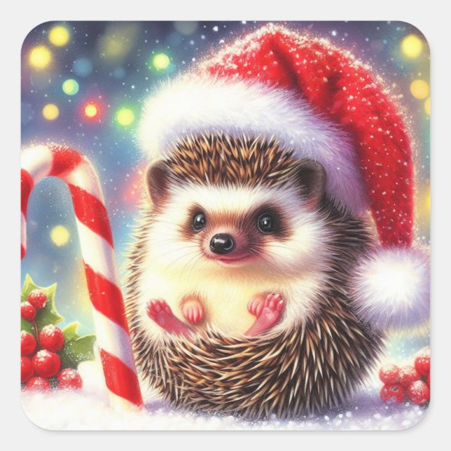 Stickers cadeaux Hedgehog Holiday Hedgie (Devant)