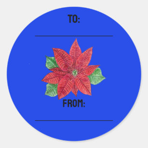 Stickers cadeaux Poinsettia - Bleu
