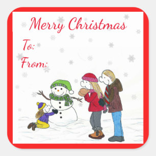 Stickers Cadeaux Snowman Gens Lizzy