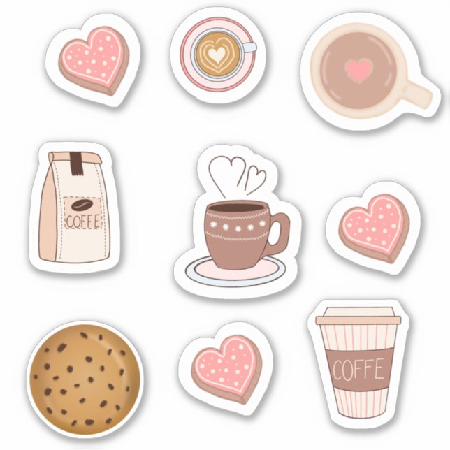 Stickers Café Cute - Caféine Adorable (Devant)