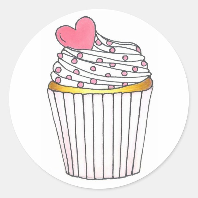 Stickers Cake Cupcake Frosted Coeur rose (Devant)