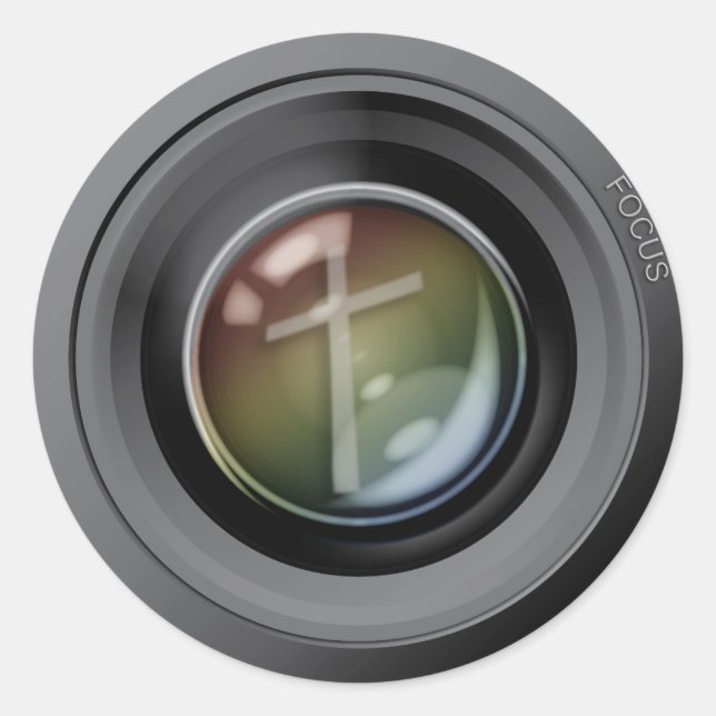 Stickers Camera Lens. Concentre-toi sur Jésus. (Devant)