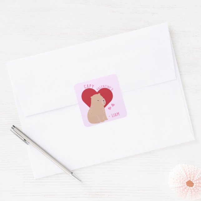Stickers Capybara de la Saint Valentin en classe (Enveloppe)