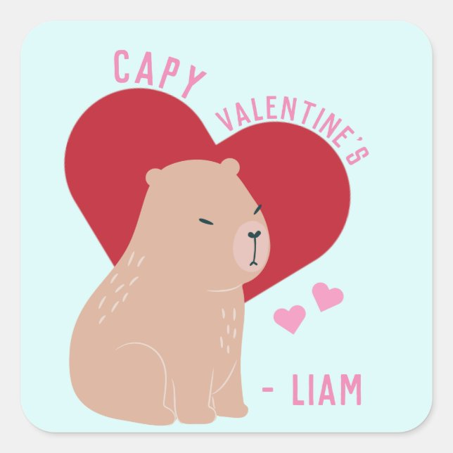 Stickers Capybara de la Saint Valentin en classe (Devant)