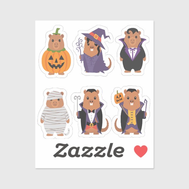 Stickers Capybara Halloween (Feuille)