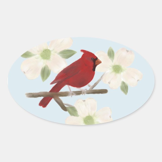 Stickers Cardinal et Dogwood Watercolor (Devant)