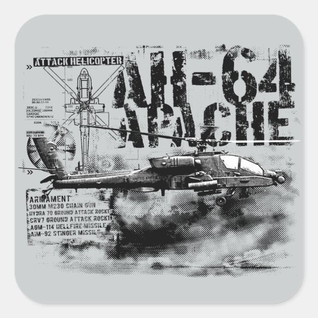 Stickers Carré AH-64 Apache (Devant)