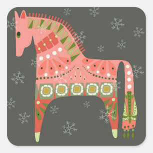 Stickers Carré arrondi Hygge Holiday Horse