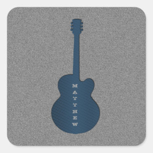Stickers Carré de guitare rayé, Bleu foncé