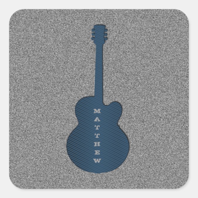 Stickers Carré de guitare rayé, Bleu foncé (Devant)